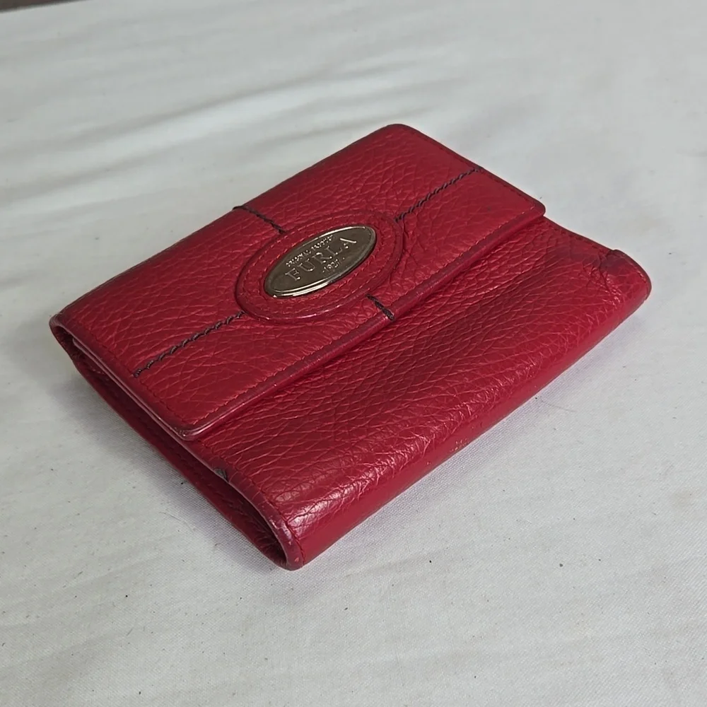 Women's Furla Red Pebble Leather Wallet